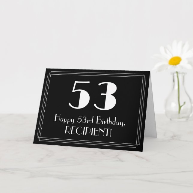 Carte 53e anniversaire ~ Art Déco Inspiré Look "53", Nom (Petite plante)
