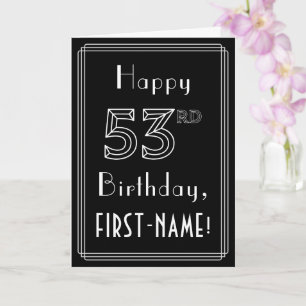 Carte 53e anniversaire : Art Déco Style # 53 & Nom perso