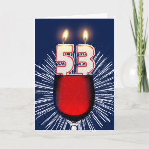 Carte 53e anniversaire avec vin et bougies