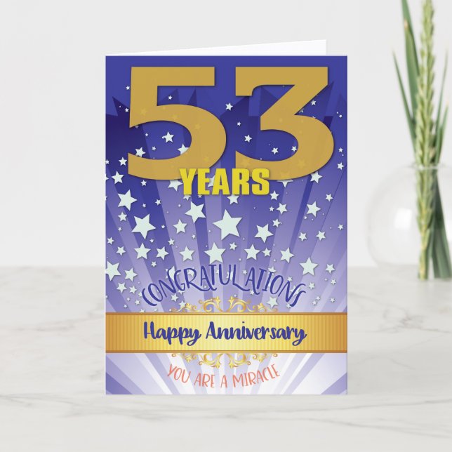 Carte 53e anniversaire de rétablissement chiffre gras (Devant)