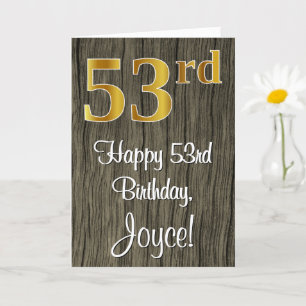 Carte 53e anniversaire : Elégant look d'or Faux #, Faux