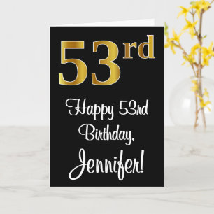 Carte 53e anniversaire ~ Elégant luxe Faux Gold Look #