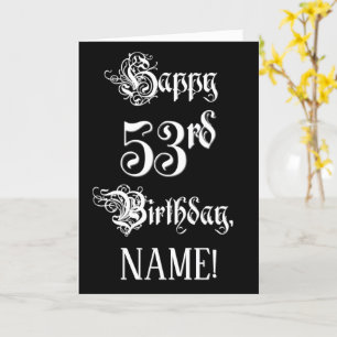 Carte 53e anniversaire : Fancy, Elegant Script + Nom per