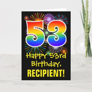 Carte 53e anniversaire : Fun Fireworks Motif + Rainbow 5