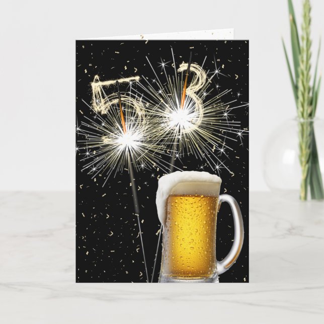 Carte 53e anniversaire Sparklers avec Beer Mug (Devant)