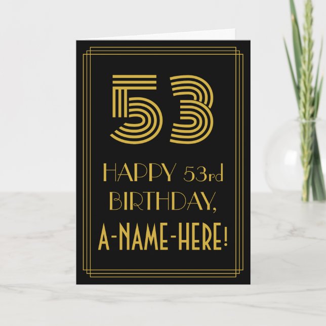 Carte 53e Anniversaire : Vue inspirée d'Art Déco "53" &  (Devant)