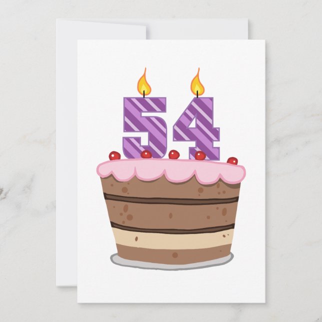 Carte 54 ans sur le gâteau d'anniversaire (Devant)