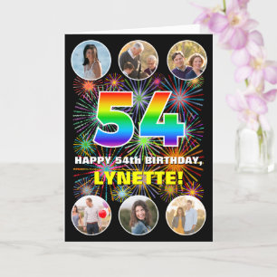 Carte 54e anniversaire : Arc en ciel amusant #, Nom pers