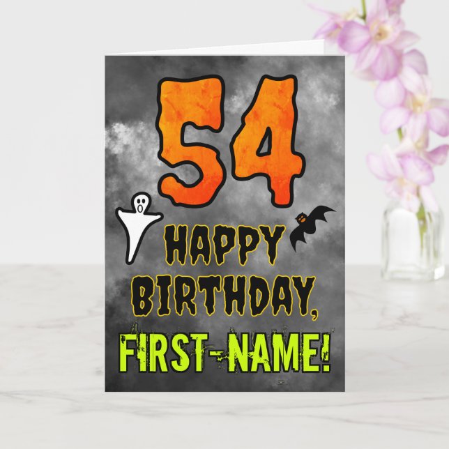 Carte 54e anniversaire : Eerie Halloween Thème + Nom per (Orchidée)