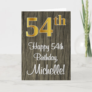 Carte 54e anniversaire : Elégant Faux Gold Look #, Faux
