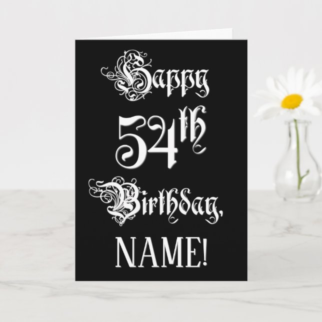 Carte 54e anniversaire : Fancy, Elegant Script + Nom per (Petite plante)