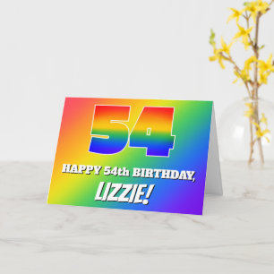 Carte 54e Anniversaire : Motif arc-en-ciel multicolore #