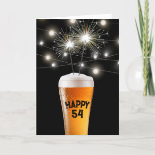 Carte 54e anniversaire Sparkler en verre de bière