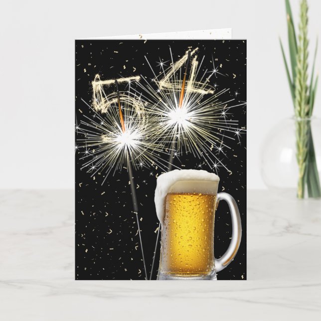 Carte 54e anniversaire Sparklers avec Beer Mug (Devant)