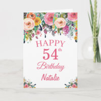 54e anniversaire Watercolor Floral Flowers Pink Ca