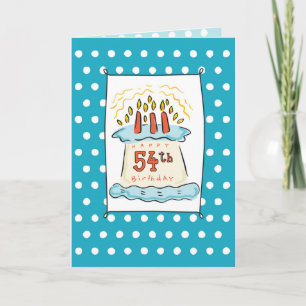 Carte 54e gâteau d'anniversaire sur Turquoise bleu avec 