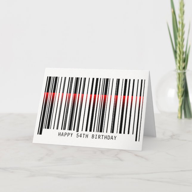Carte 54th Birthday Barcode with laser card (Devant)