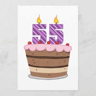 Carte 55 ans sur le gâteau d'anniversaire
