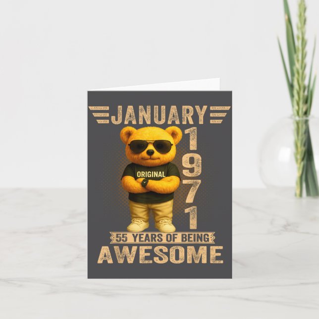 Carte 55 Year Old January 1971 Teddy Bear 55th Birthday  (Devant)