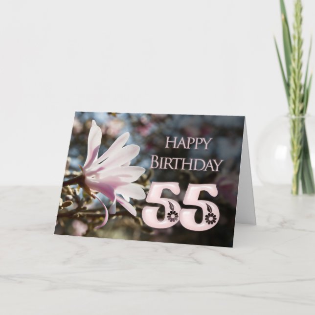 Carte 55e anniversaire avec magnolia (Devant)