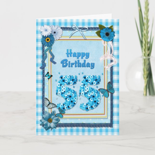 Carte 55e anniversaire avec un effet de scrapbook (Devant)
