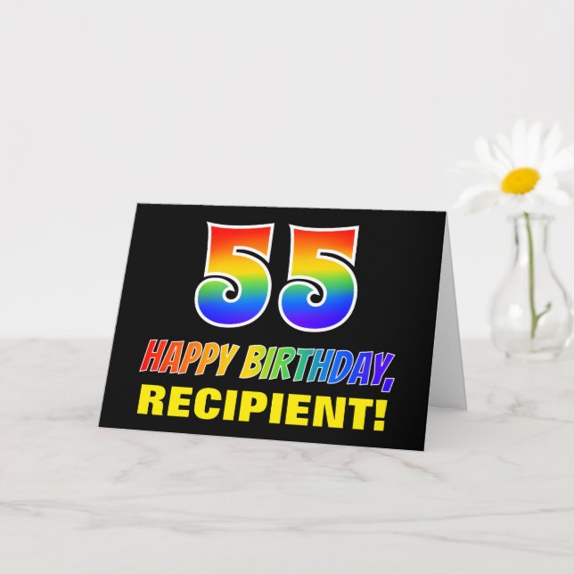 Carte 55e anniversaire : Bold, amusant, simple, arc-en-c (Petite plante)