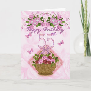 Carte 55e anniversaire dame spéciale, Roses et fleurs -