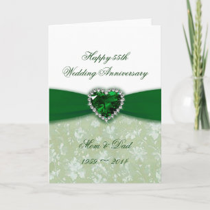 Carte 55e anniversaire de mariage en damas