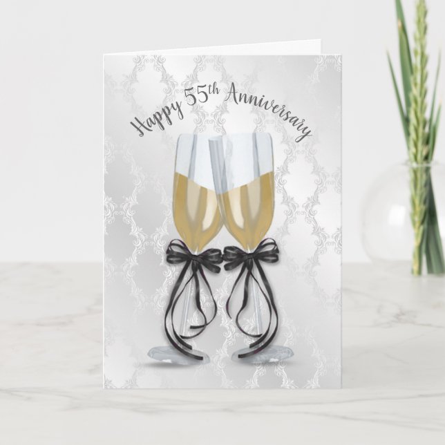 Carte 55e anniversaire du Mariage Toast de Champagne (Devant)