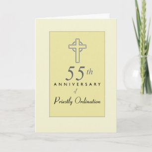 Carte 55e anniversaire du prêtre avec croix bossée, Re
