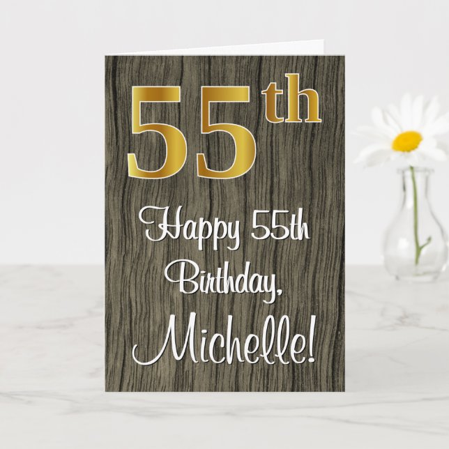 Carte 55e anniversaire : Elégant Faux Gold Look #, Faux  (Petite plante)