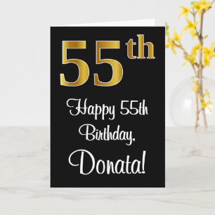 Carte 55e anniversaire ~ Elégant Luxueux Faux Gold Look 