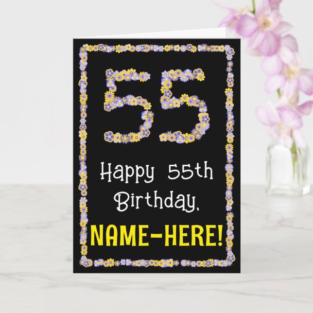 Carte 55e anniversaire : Floral Flowers Numéro, Nom pers (Orchidée)