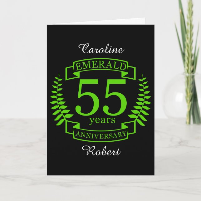 Carte 55e ANNIVERSAIRE Mariage EMERALD (Devant)