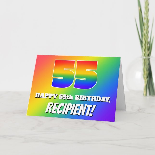 Carte 55e anniversaire : Motif Rainbow multicolore # 55 (Devant)