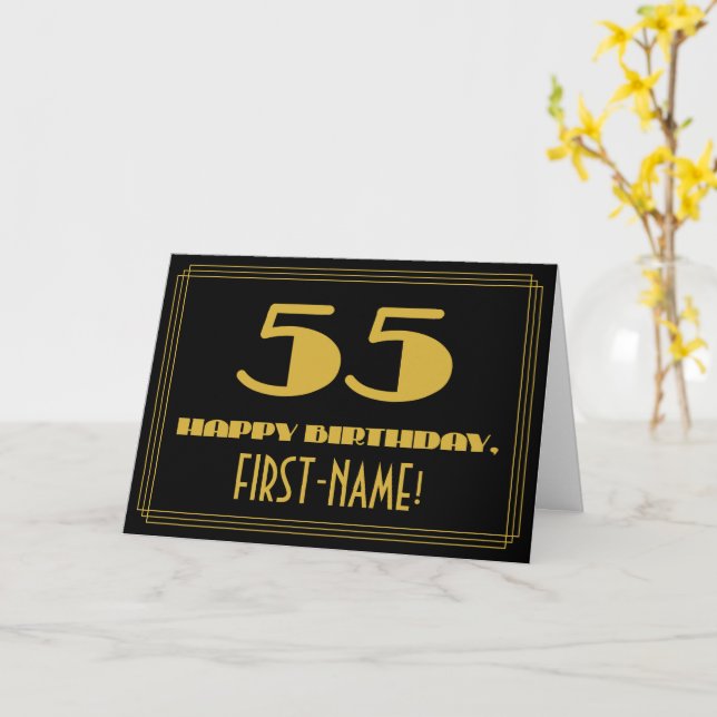 Carte 55e anniversaire : nom + apparence inspirée d'Art  (Fleur jaune)