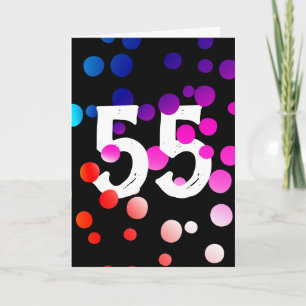 Carte 55e Anniversaire Points Arc-en-ciel sur Fond Noir