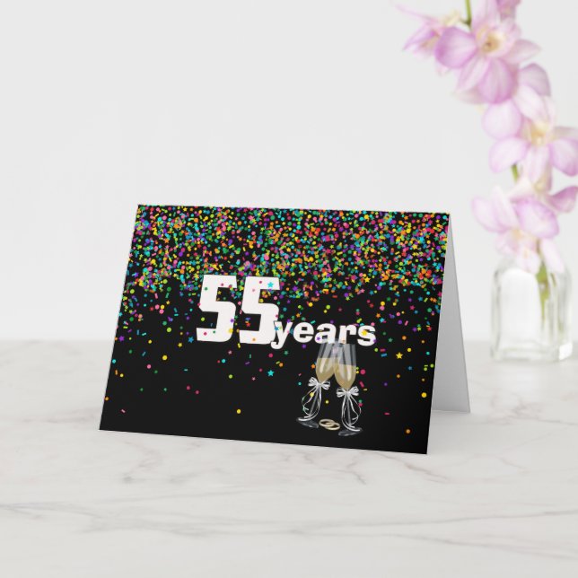 Carte 55e anniversaire toast in confetti (Orchidée)