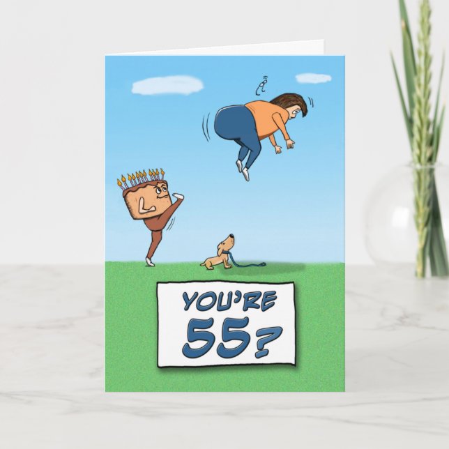 Carte 55e anniversaire : Un coup de pied dans le cul (Devant)