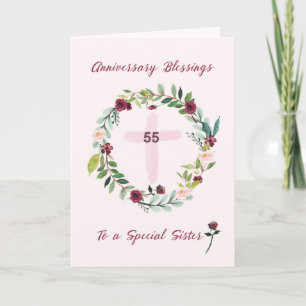 Carte 55e Soeur religieuse Bénédiction anniversaire