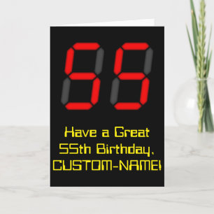 Carte 55ème anniversaire : Rouge Digital Clock Style "55