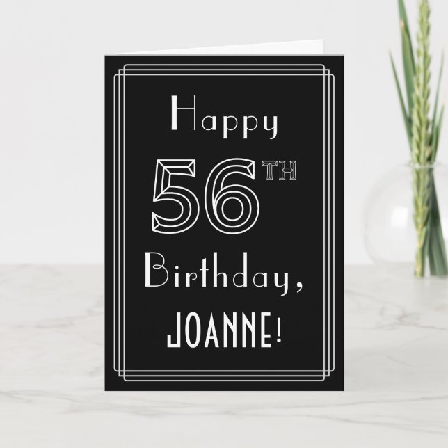 Carte 56e anniversaire : Art Déco Style # 56 & Nom perso (Devant)