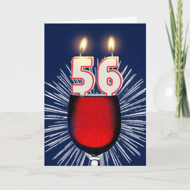 Carte 56e anniversaire avec vin et bougies (Devant)