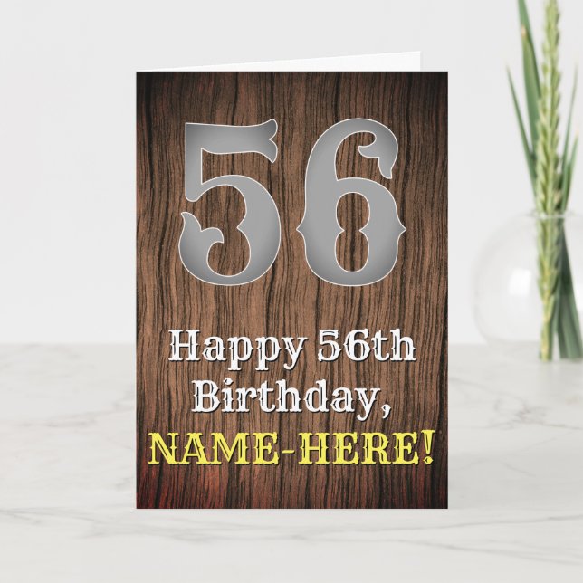 Carte 56e anniversaire : Country Western Inspiré Look, N (Devant)