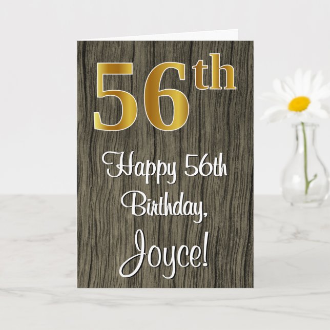 Carte 56e anniversaire : Elégant Faux Gold Look #, Faux  (Petite plante)