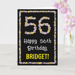 Carte 56e anniversaire : Floral Flowers Numéro, Nom pers