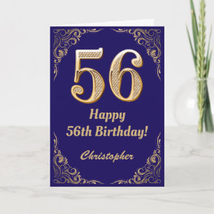 Carte 56e Anniversaire Marine Parties scintillant bleue 