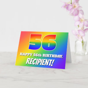 Carte 56e anniversaire : Motif Rainbow multicolore # 56