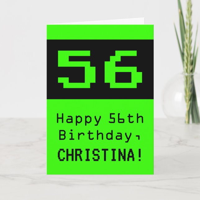 Carte 56e anniversaire : Nerdy / Geeky Style "56" et nom (Devant)