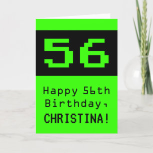 Carte 56e anniversaire : Nerdy / Geeky Style "56" et nom